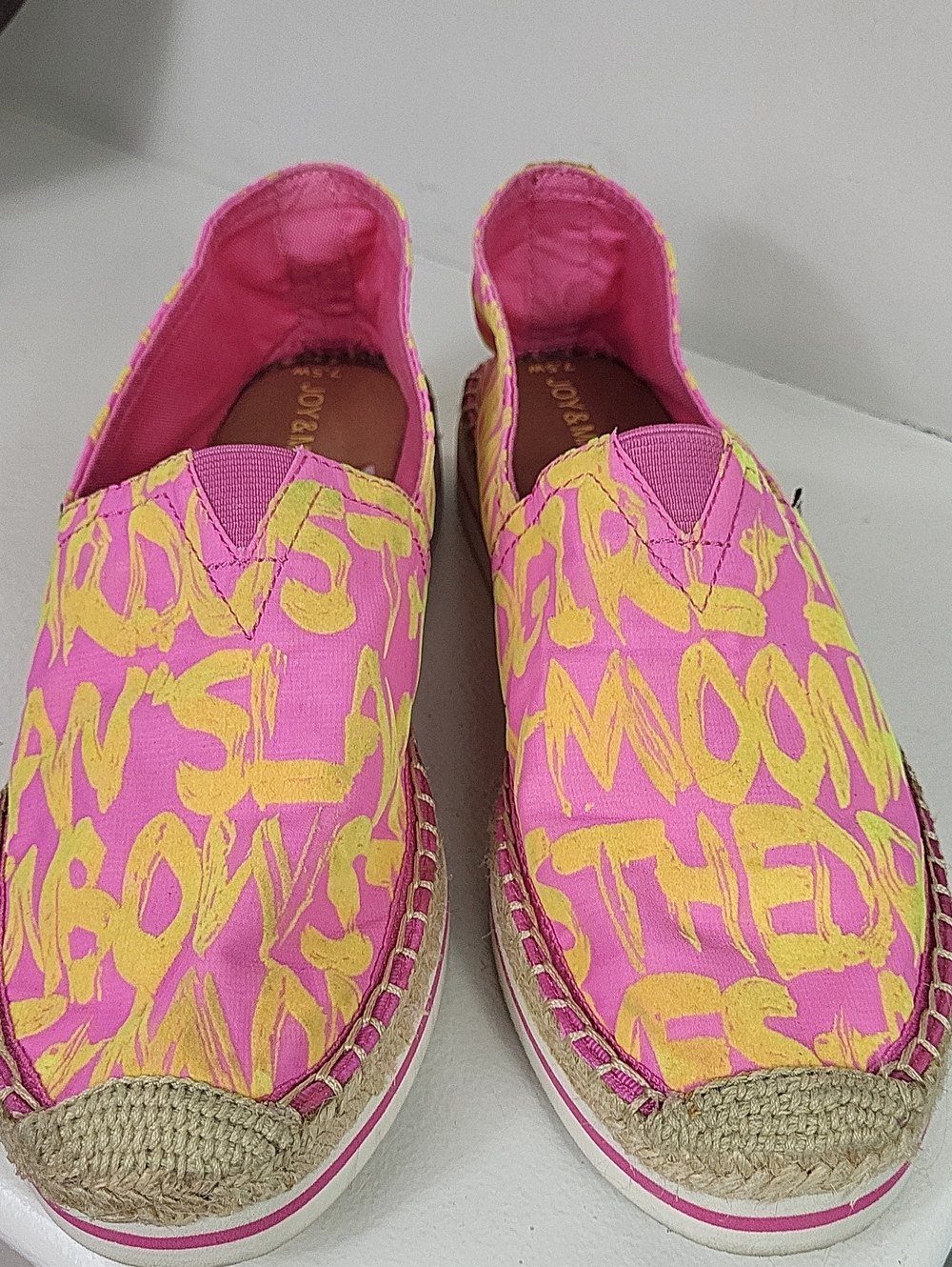 Joy & Mario Pink & Yellow Slip-On Espadrilles. Size 7,5 W